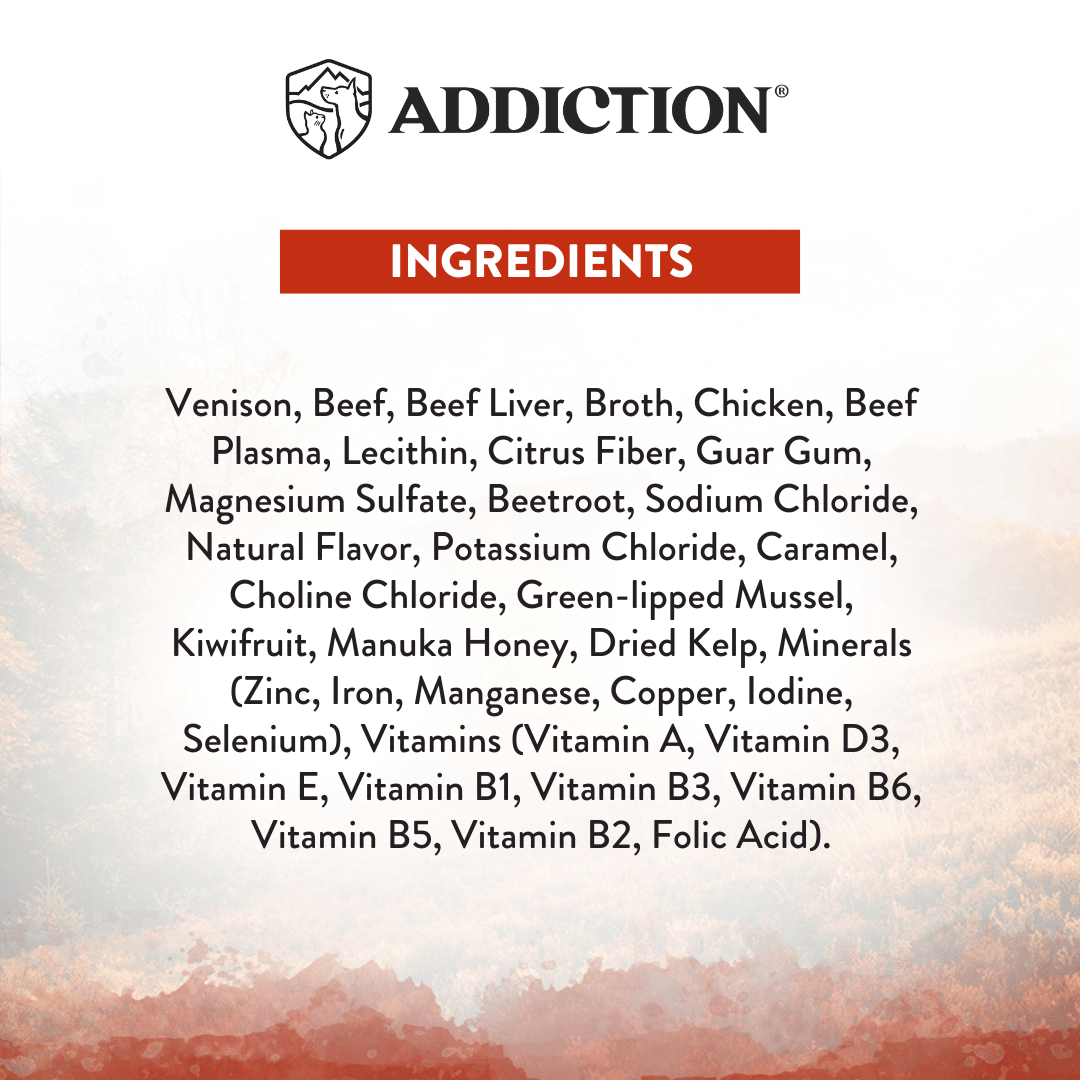Addiction Wild Islands Forest Meat Venison & Beef High-Meat, Organ Meat Canned Cat Food 24 x 185g - Wet Cat Food - Addiction Pet Australia