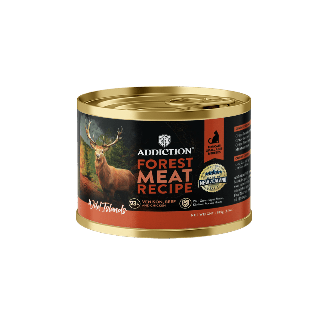 Addiction Wild Islands Forest Meat Venison & Beef High-Meat, Organ Meat Canned Cat Food 24 x 185g - Wet Cat Food - Addiction Pet Australia