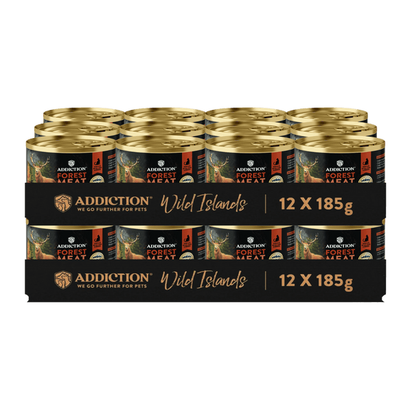 Addiction Wild Islands Forest Meat Venison & Beef High-Meat, Organ Meat Canned Cat Food 24 x 185g - Wet Cat Food - Addiction Pet Australia