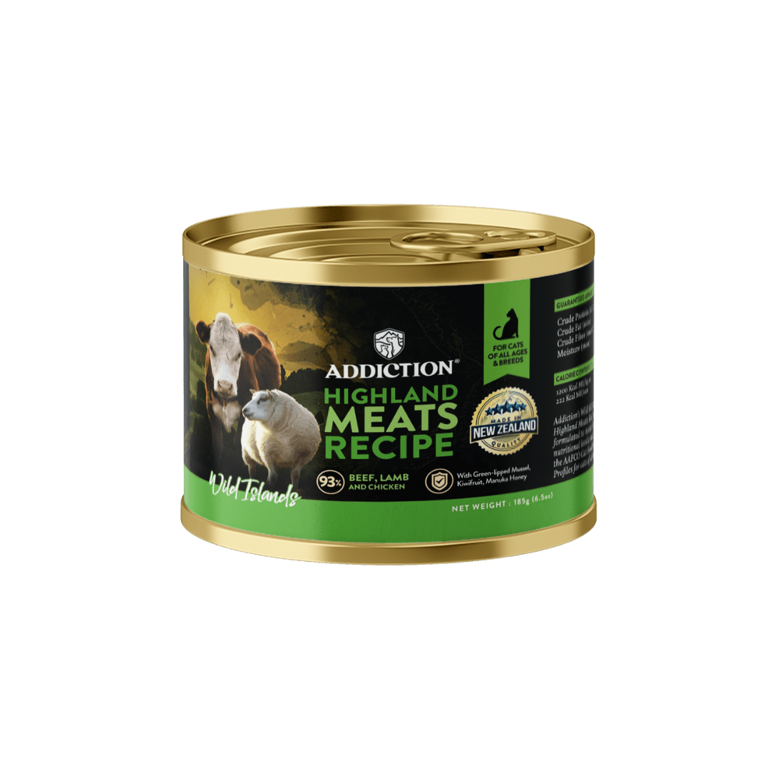 Addiction Wild Islands Highland Meats Lamb & Beef High-Meat, Organ Meat Canned Cat Food 24 x 185g - Wet Cat Food - Addiction Pet Australia