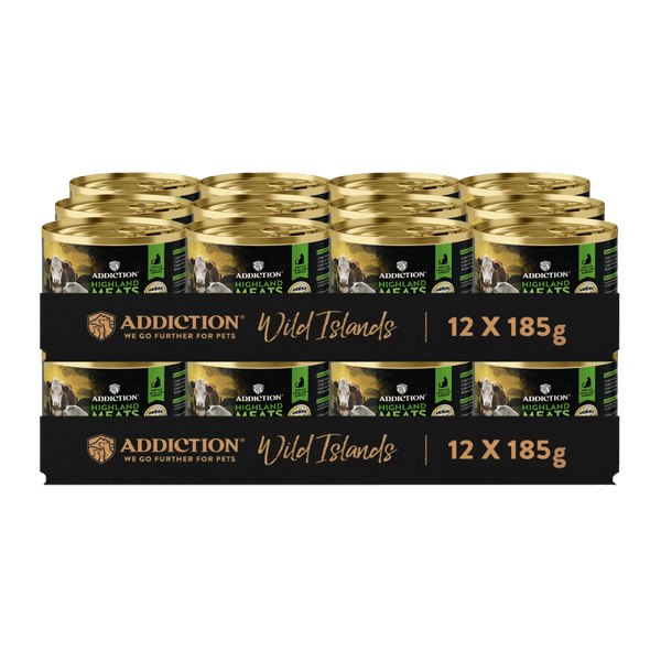 Addiction Wild Islands Highland Meats Lamb & Beef High-Meat, Organ Meat Canned Cat Food 24 x 185g - Wet Cat Food - Addiction Pet Australia