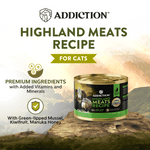 Addiction Wild Islands Highland Meats Lamb & Beef High-Meat, Organ Meat Canned Cat Food 24 x 185g - Wet Cat Food - Addiction Pet Australia