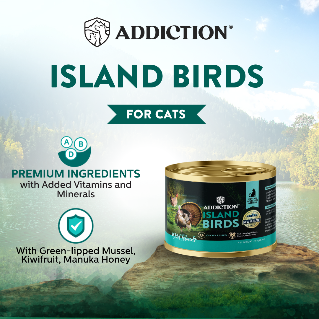 Addiction Wild Islands Island Birds Chicken & Turkey High-Meat, Organ Meat Canned Cat Food 24 x 185g - Wet Cat Food - Addiction Pet Australia