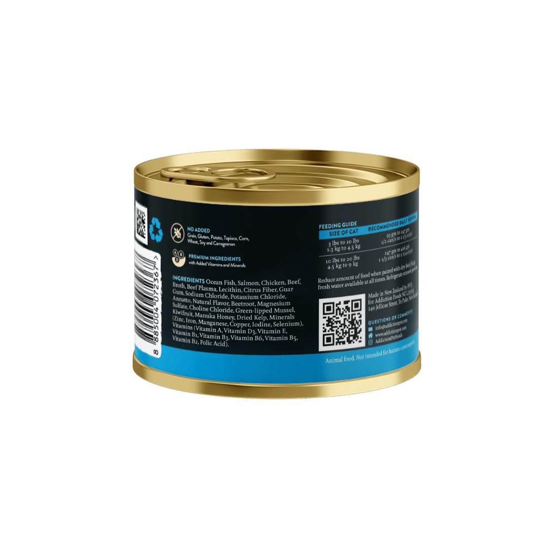 Addiction Wild Islands Pacific Catch Ocean Fish & Salmon High-Meat, Organ Meat Canned Cat Food 24 x 185g - Wet Cat Food - Addiction Pet Australia
