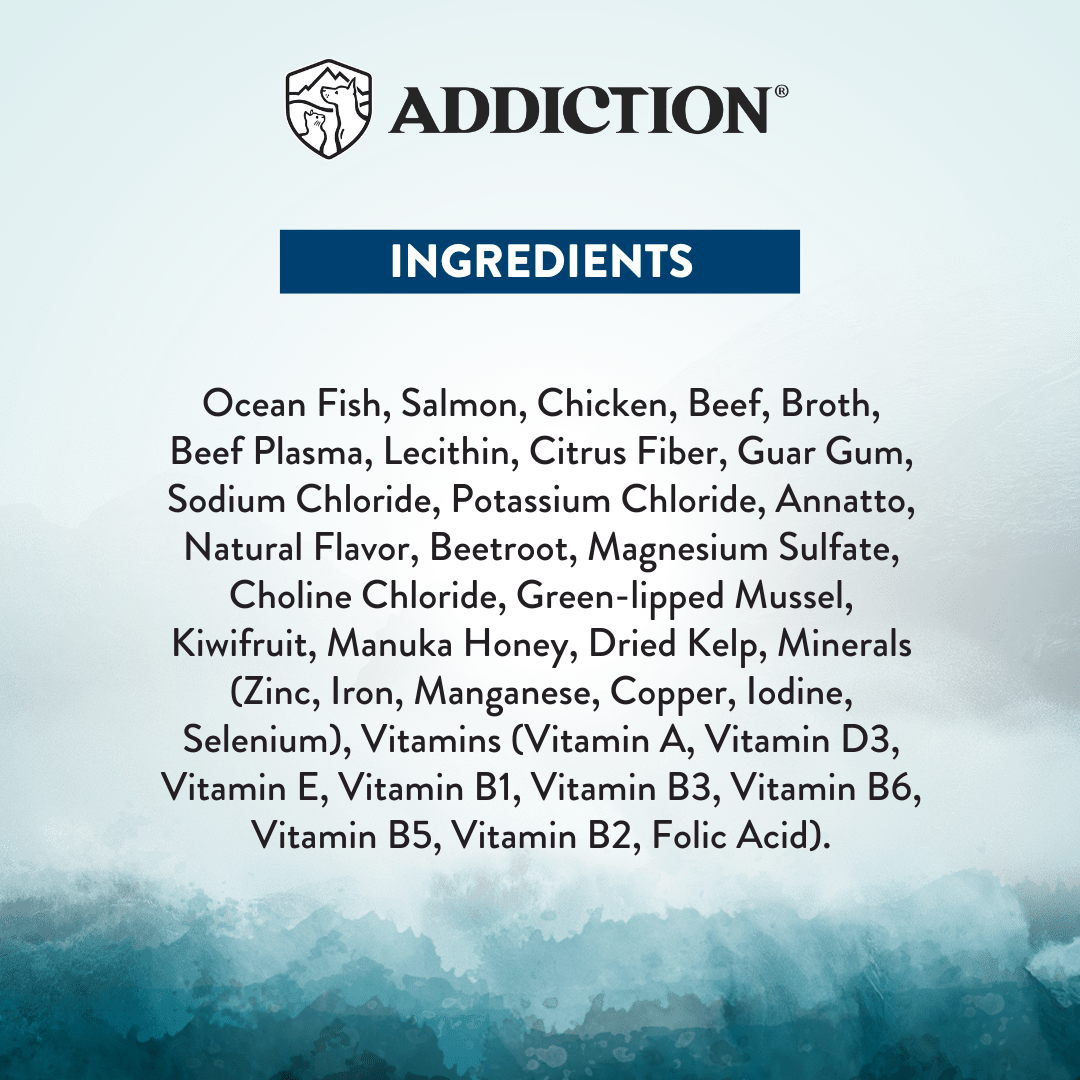 Addiction Wild Islands Pacific Catch Ocean Fish & Salmon High-Meat, Organ Meat Canned Cat Food 24 x 185g - Wet Cat Food - Addiction Pet Australia