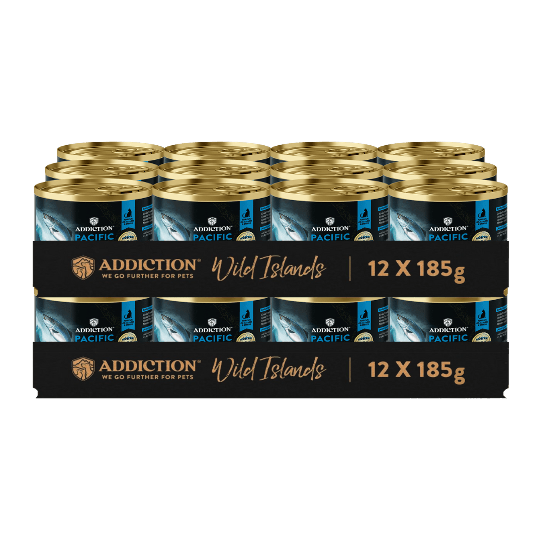 Addiction Wild Islands Pacific Catch Ocean Fish & Salmon High-Meat, Organ Meat Canned Cat Food 24 x 185g - Wet Cat Food - Addiction Pet Australia