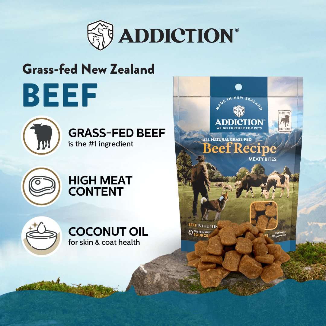 Beef Meaty Bites - Hypoallergenic Dog Treats 113g - Dog Treats - Addiction Pet Australia