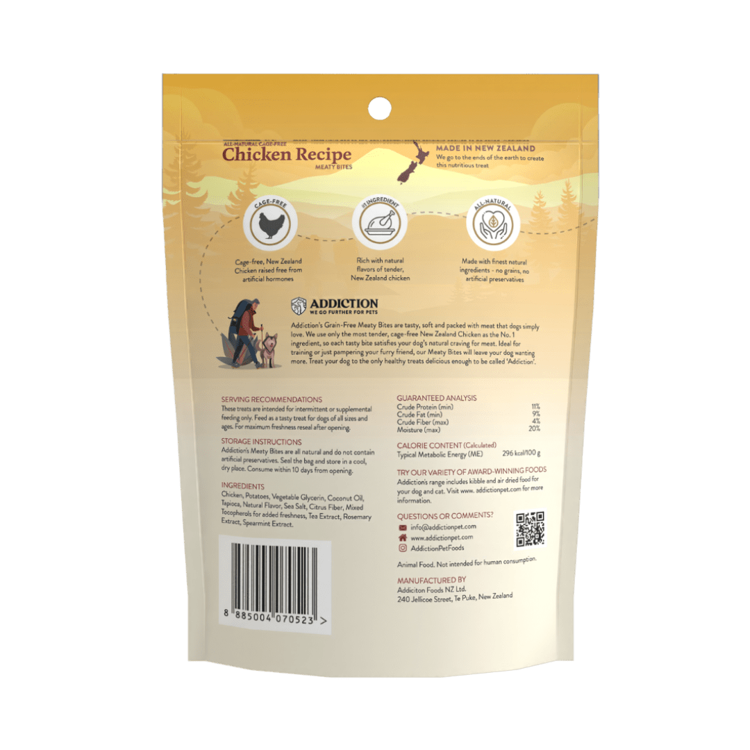 Chicken Meaty Bites - Hypoallergenic Dog Treats 113g - Dog Treats - Addiction Pet Australia