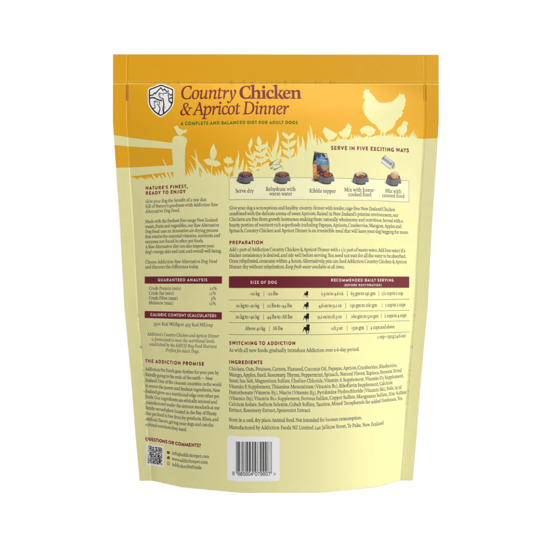 Country Chicken & Apricot Air-Dried Dog Food 910g - Air-Dried Dog Food - Addiction Pet Australia