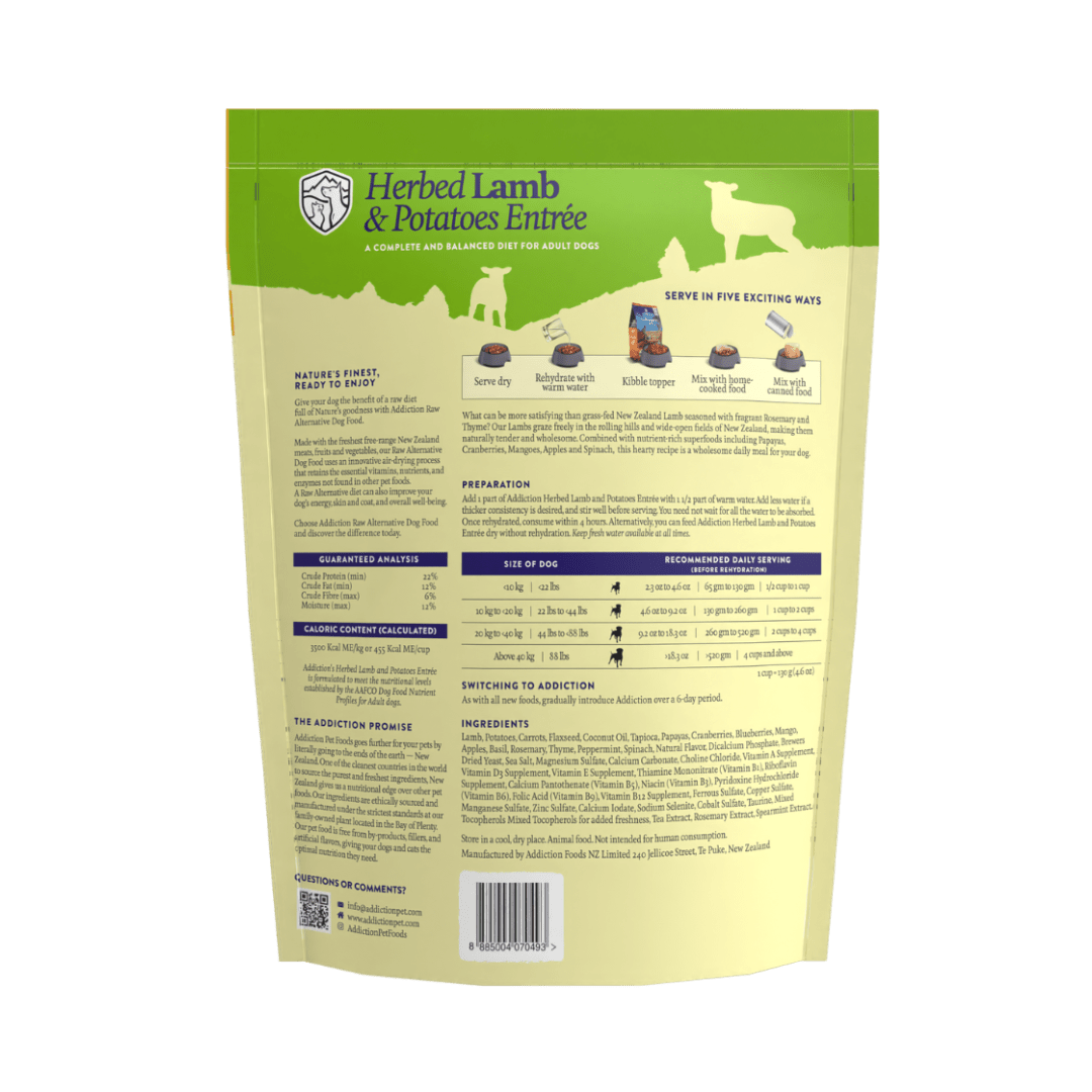 Herbed Lamb & Potatoes Air-Dried Dog Food 910g - Air-Dried Dog Food - Addiction Pet Australia