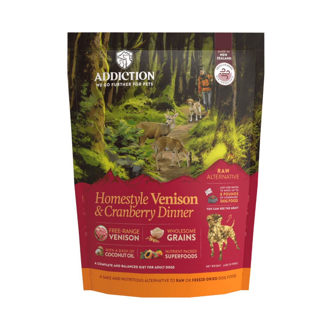 Homestyle Venison & Cranberry Dinner Air-Dried Dog Food 910g - Air-Dried Dog Food - Addiction Pet Australia
