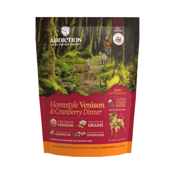 Homestyle Venison & Cranberry Dinner Air-Dried Dog Food 910g - Air-Dried Dog Food - Addiction Pet Australia