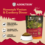 Homestyle Venison & Cranberry Dinner Air-Dried Dog Food 910g - Air-Dried Dog Food - Addiction Pet Australia