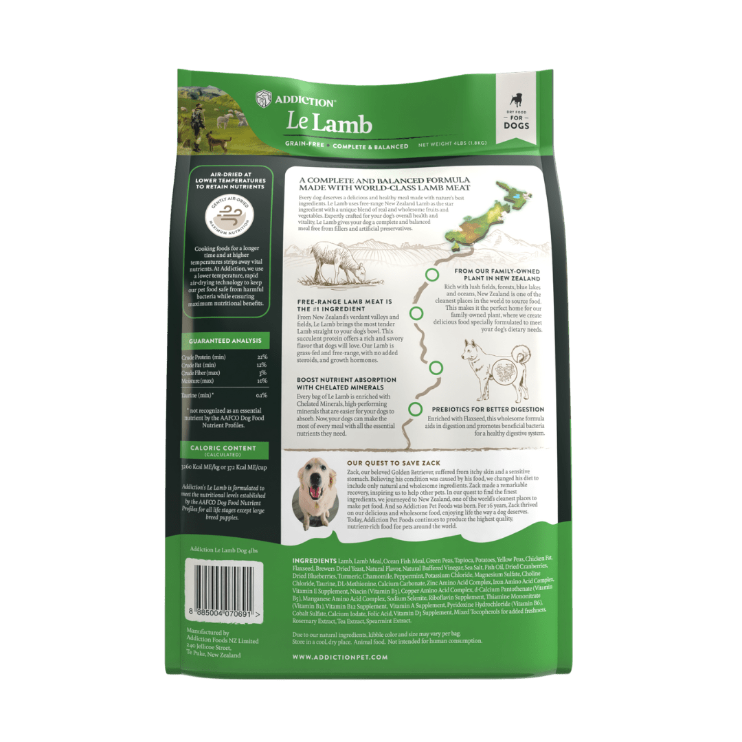 Le Lamb Dry Dog Food 1.8kg, 15kg - Dry Dog Food - Addiction Pet Australia