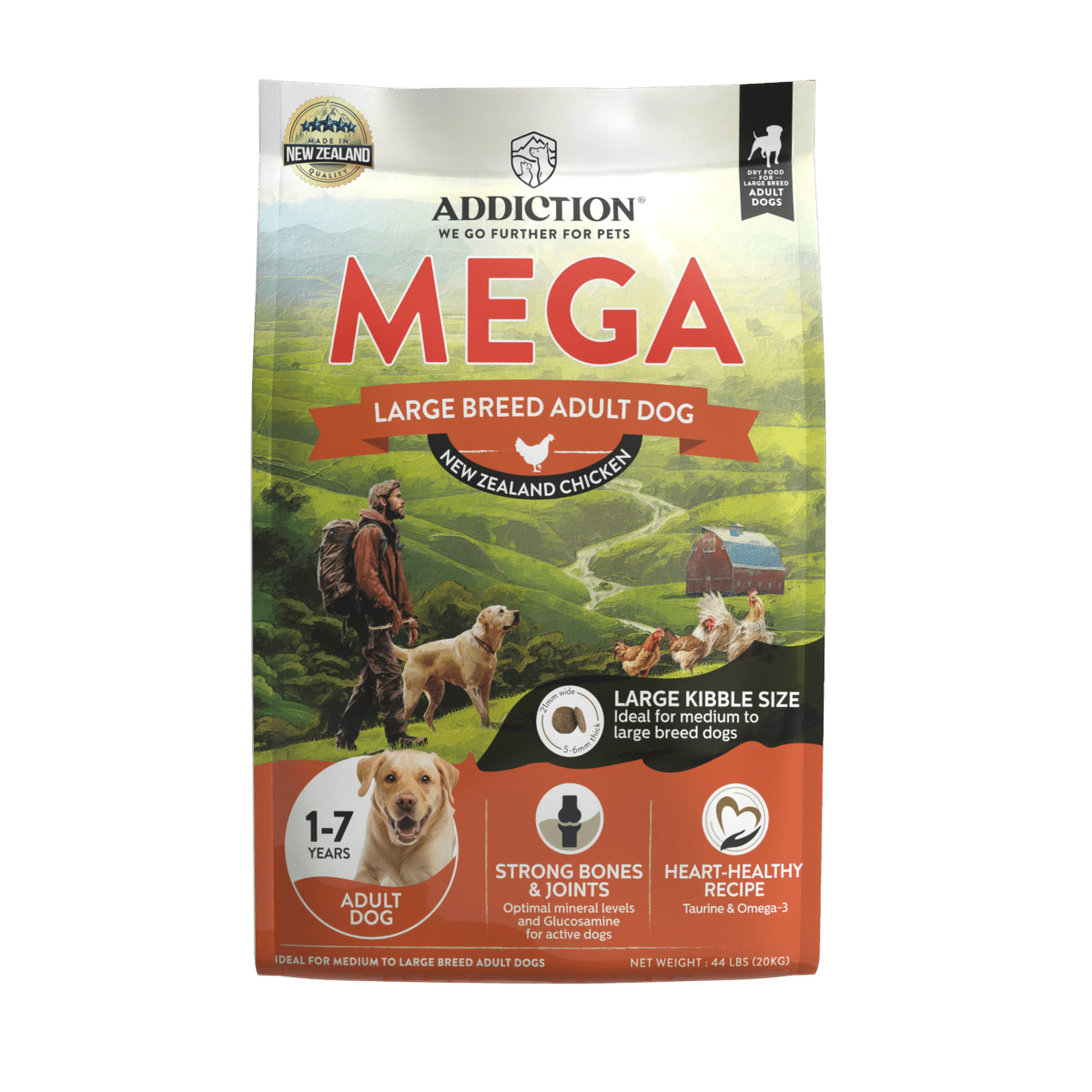 Mega Large Breed Chicken Adult 20kg - Dry Dog Food - Addiction Pet Australia