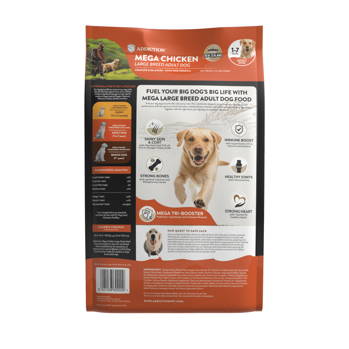 Mega Large Breed Chicken Adult 20kg - Dry Dog Food - Addiction Pet Australia