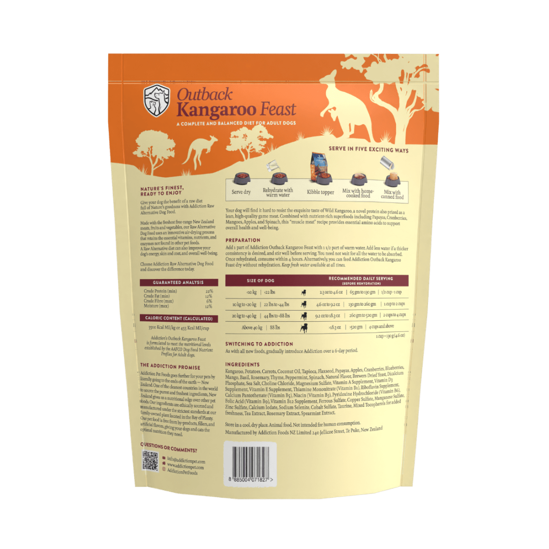 Outback Kangaroo Feast Air-Dried Dog Food 910g - Air-Dried Dog Food - Addiction Pet Australia
