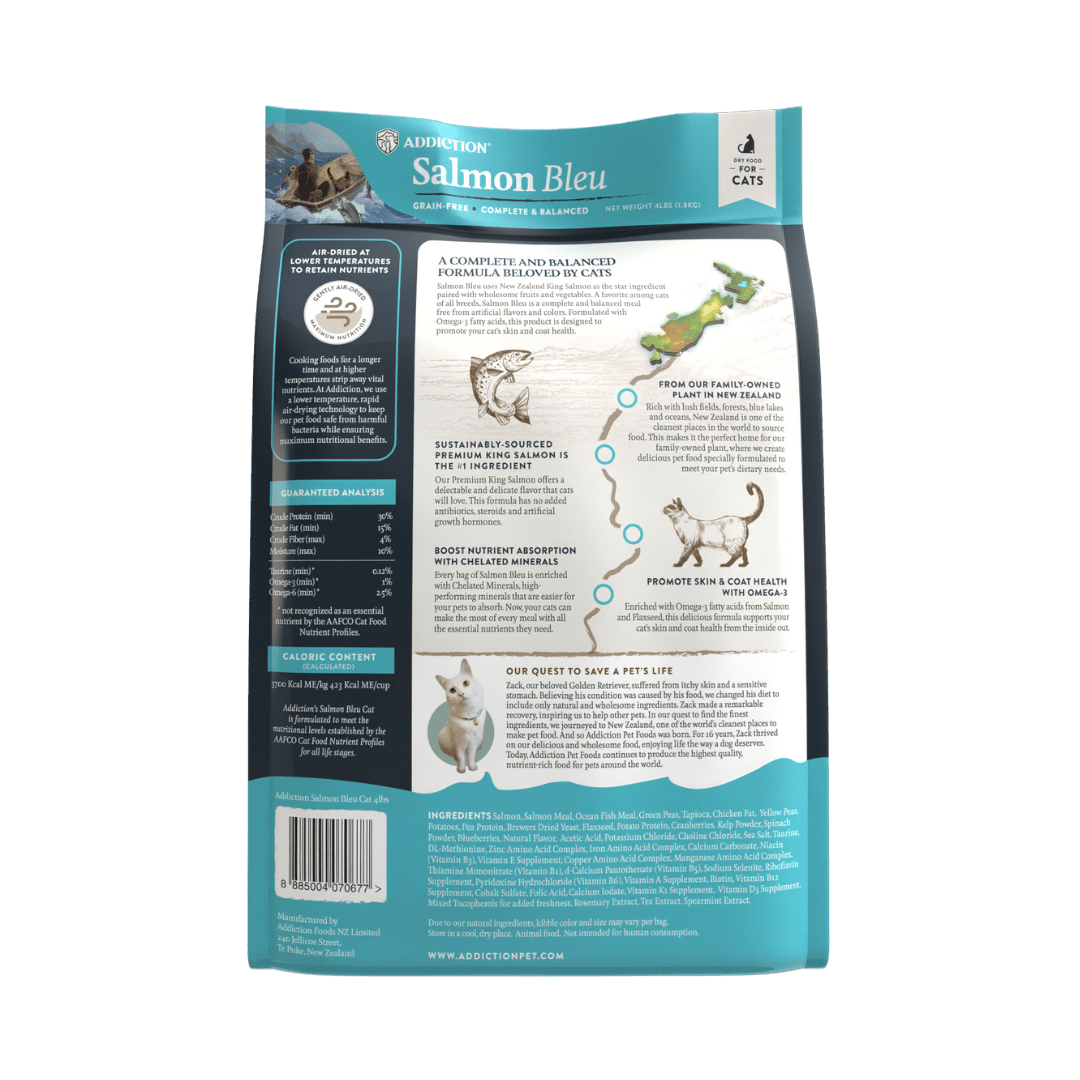 Salmon Bleu Dry Cat Food 1.8kg, 4.5kg - Dry Cat Food - Addiction Pet Australia