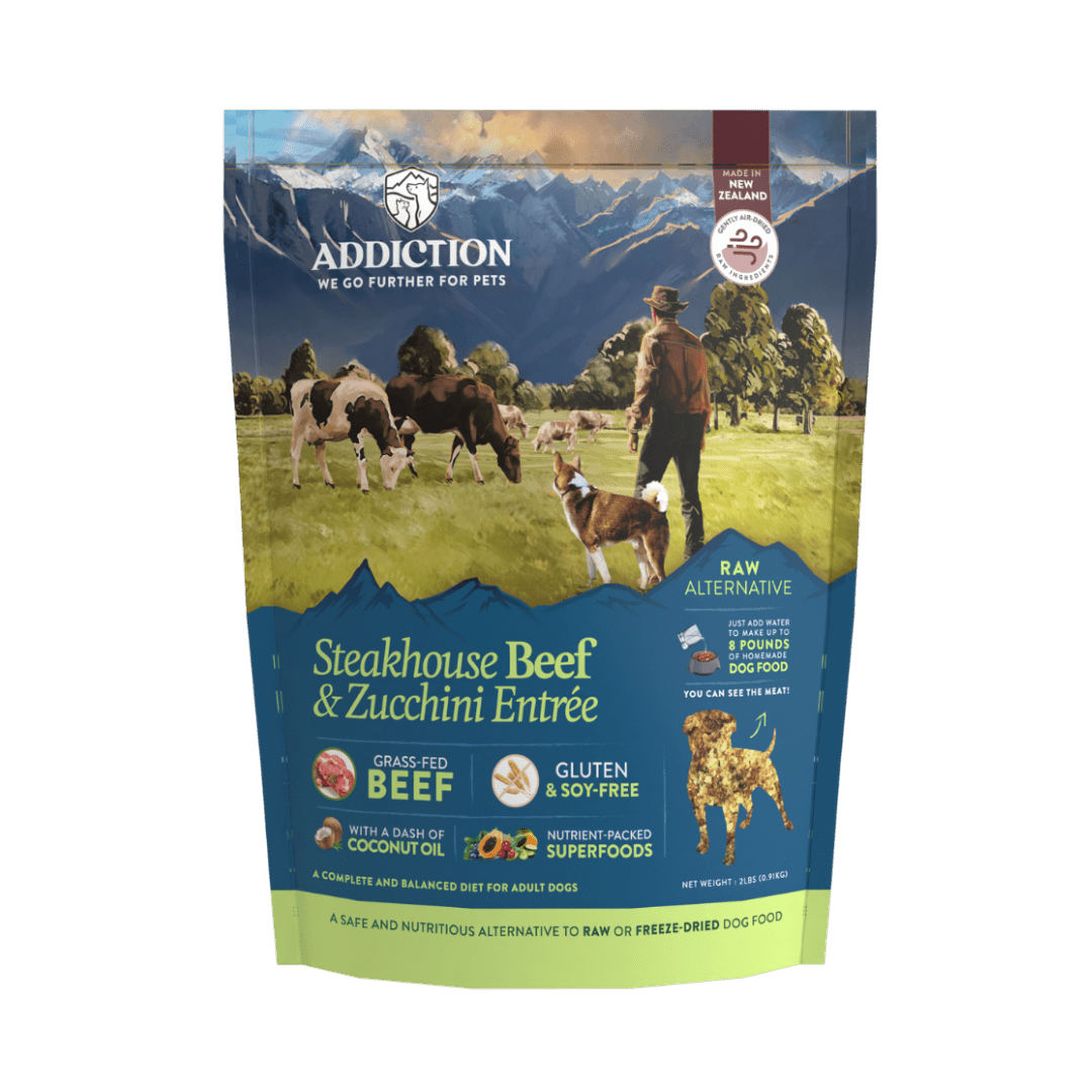 Steakhouse Beef & Zucchini Air-Dried Dog Food 910g - Air-Dried Dog Food - Addiction Pet Australia