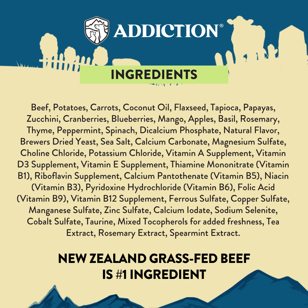 Steakhouse Beef & Zucchini Air-Dried Dog Food 910g - Air-Dried Dog Food - Addiction Pet Australia