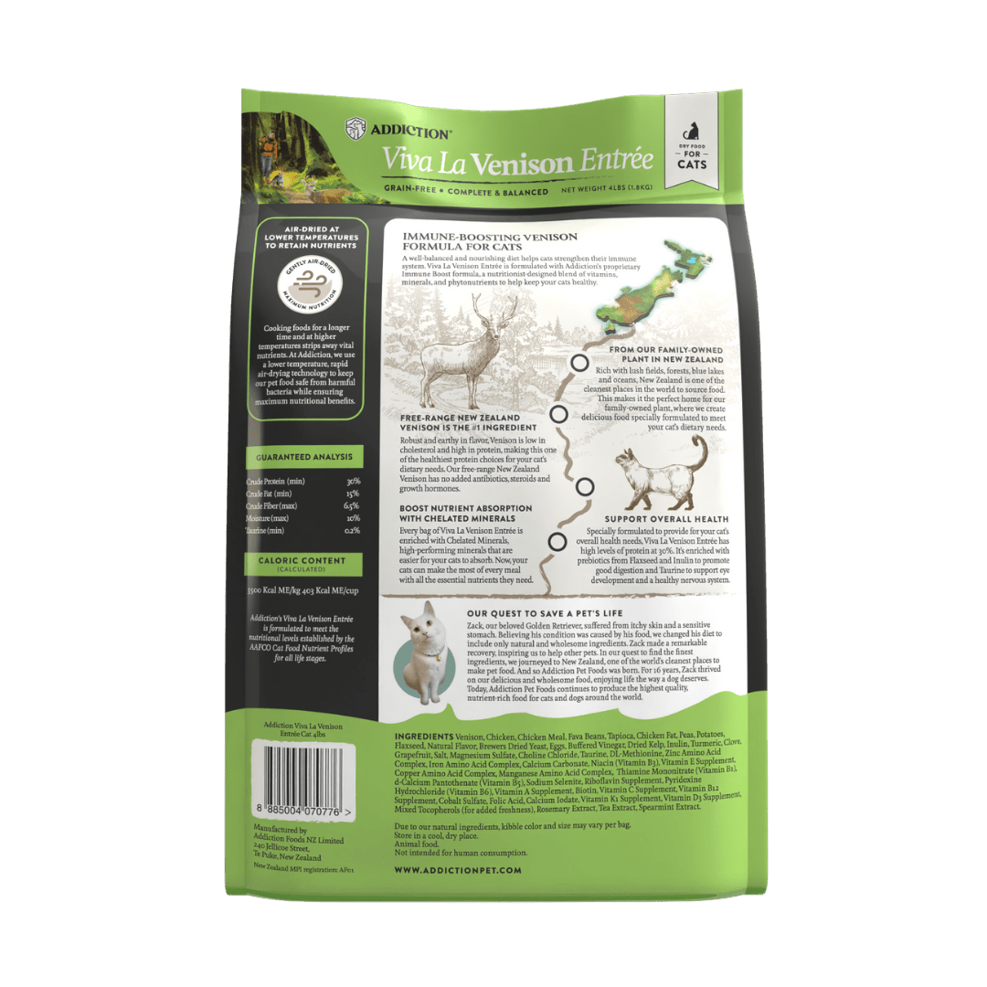 Viva La Venison Dry Cat Food 1.8kg, 4.5kg - Dry Cat Food - Addiction Pet Australia