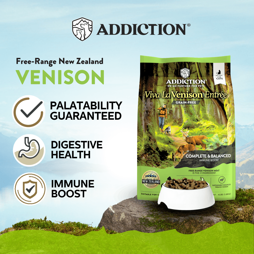 Viva La Venison Dry Cat Food 1.8kg, 4.5kg - Dry Cat Food - Addiction Pet Australia