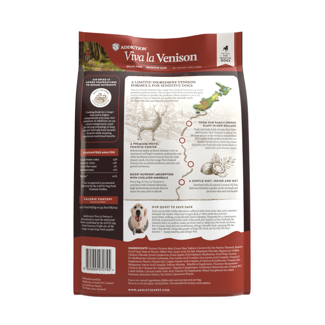 Viva La Venison Dry Dog Food 1.8kg, 9kg, 15kg - Dry Dog Food - Addiction Pet Australia