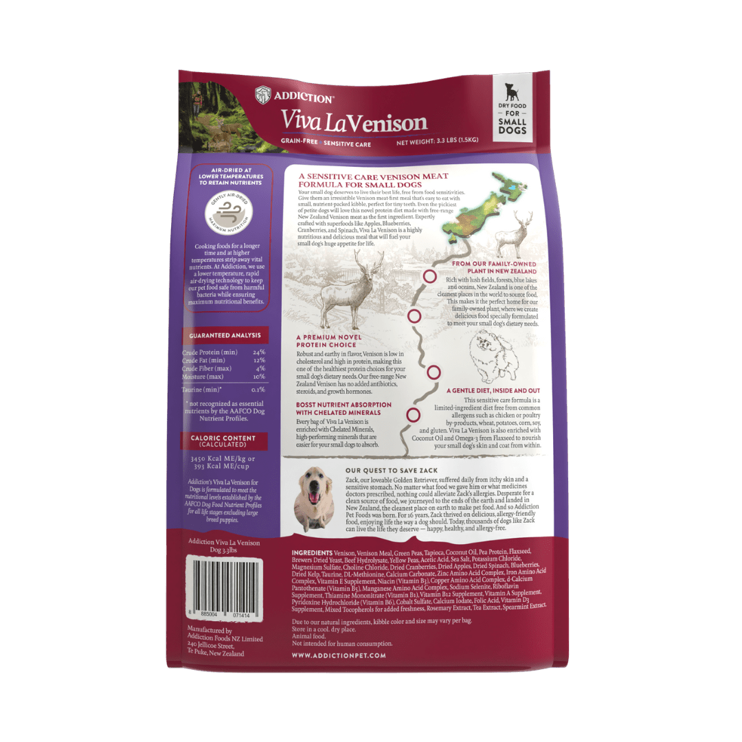 Viva La Venison Small Breed Adult Dog Food 1.5kg - Dry Dog Food - Addiction Pet Australia