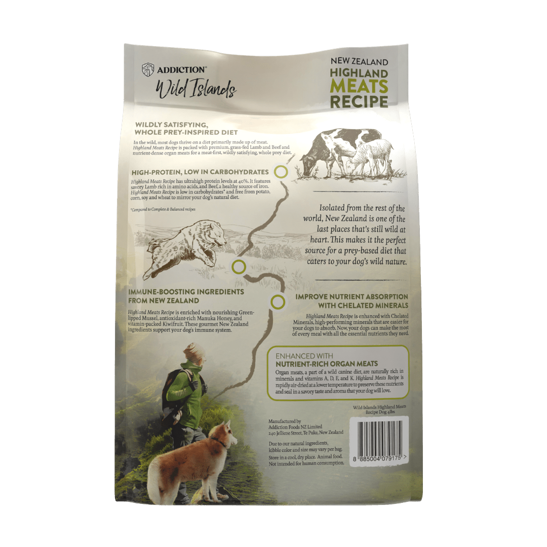 Wild Islands Highland Meats Grass-Fed Beef & Lamb Recipe Dry Dog Food 1.8kg, 9kg - Dry Dog Food - Addiction Pet Australia