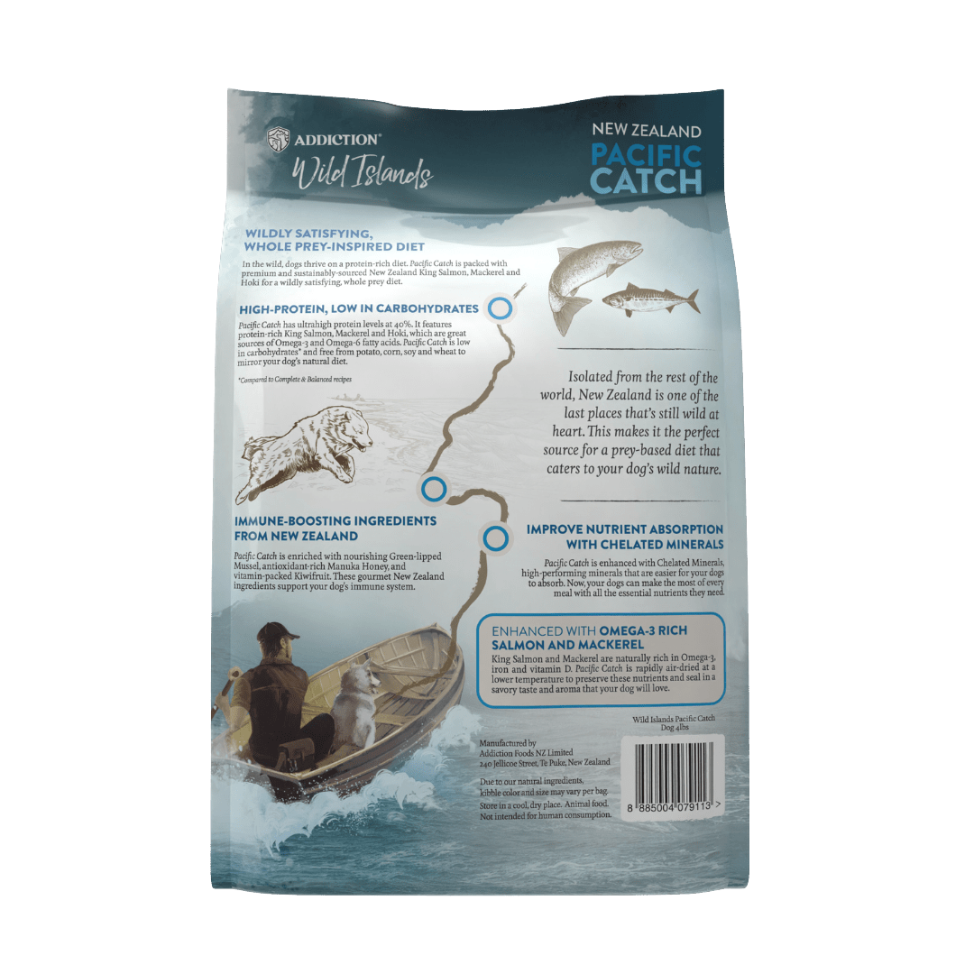 Wild Islands Pacific Catch Premium King Salmon Mackerel & Hoki Dry Dog Food 1.8kg, 9kg - Addiction Pet Australia