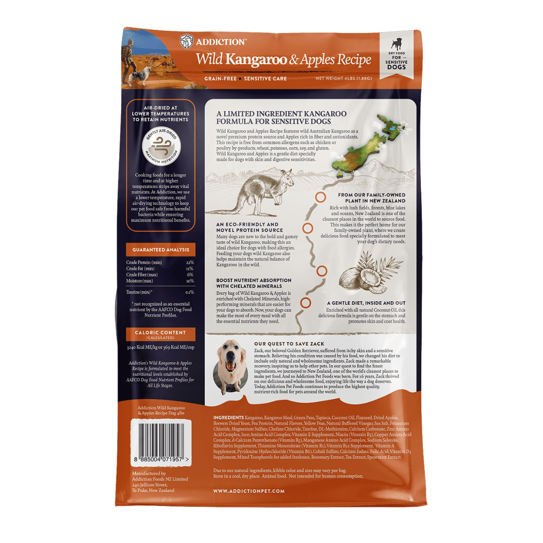 Wild Kangaroo & Apples Dry Dog Food 1.8kg, 9kg - Dry Dog Food - Addiction Pet Australia